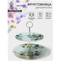 Фруктовница Доляна «Букет незабудок», d=20/25 см, h=24 см, стекло, рисунок
