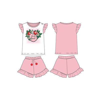 Комплект детский трикотажный для девочек: фуфайка (футболка), шорты