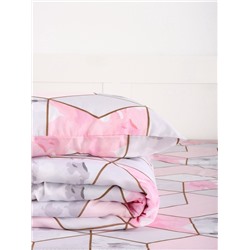 Постельное бельё 1.5-спальное «Экономь и Я», микрофибра 60 г/м², розовое, белое