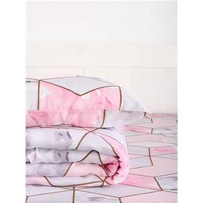 Постельное бельё 1.5-спальное «Экономь и Я», микрофибра 60 г/м², розовое, белое