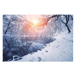 Холст с красками 30х40 по номерам "Лесное озеро" (30цв.)