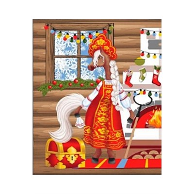 Набор 3 полотенца "Веселые лошадки", вафля