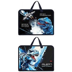 Папка для тетрадей пластиковая А4 на молнии с ручками 340х245х70 мм "Космический динозавр" расшир. дно (094465) 08094 Хатбер