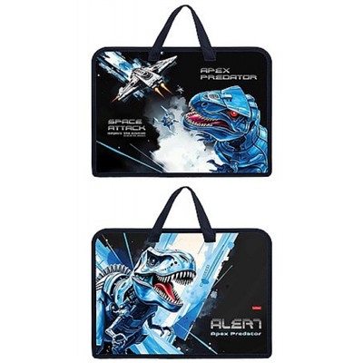 Папка для тетрадей пластиковая А4 на молнии с ручками 340х245х70 мм "Космический динозавр" расшир. дно (094465) 08094 Хатбер