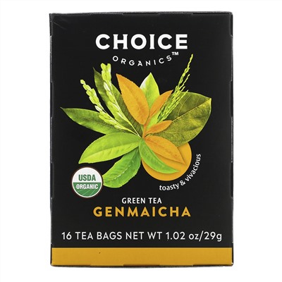 Choice Organic Teas, Organic, Genmaicha, Green Tea, 16 Tea Bags, 1.00 oz (28 g)