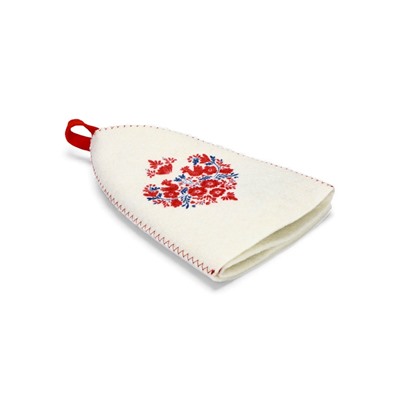 Шапка для бани и сауны «Славянка», полиэфир, шерсть, белая