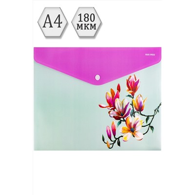 Папка-конверт на кнопке А4 FLOWER (ПК-3034)