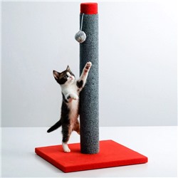 Когтеточка «Столбик» Lowcost ковролиновая с игрушкой, 54×31 см, микс цветов