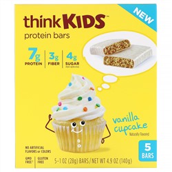 Think !, ThinkKids, протеиновые батончики, ванильный кекс, 5 штук по 28 г (1 унции) каждый