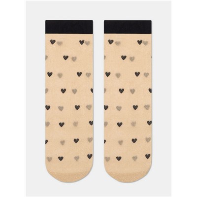 Полиамидные CONTE FANTASY Сияющие носки с объемными рисунками «Hearts»