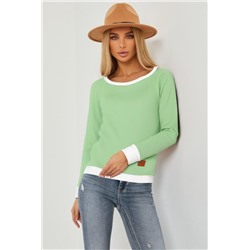 Кофта лодочка женская с округлым вырезом (Фисташка)