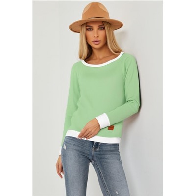 Кофта лодочка женская с округлым вырезом (Фисташка)