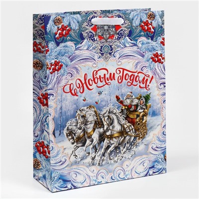 Пакет подарочный новогодний ламинированный «С Новым годом», L 31×40×11.5 см