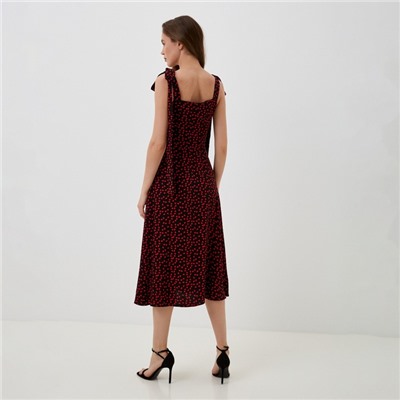 Платье с лентами миди женское MIST Flower, чёрное, размер 42