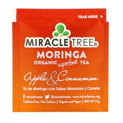 Miracle Tree, Moringa Organic Superfood Tea, Apple & Cinnamon, Caffeine Free, 25 Tea Bags, 1.32 oz (37.5 g)