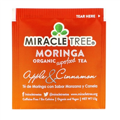 Miracle Tree, Moringa Organic Superfood Tea, Apple & Cinnamon, Caffeine Free, 25 Tea Bags, 1.32 oz (37.5 g)