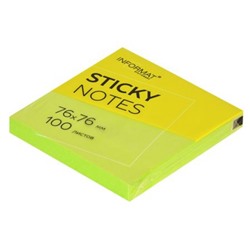 Бумага для заметок с клеевым краем 76х76 мм 100л неон зеленый NN7575-Gr inФОРМАТ