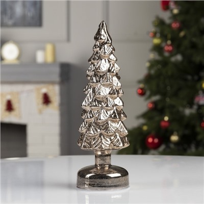 Светодиодная фигура «Золотистая ёлка» 9×29×9 см, стекло, батарейки АААх3 (не в комплекте), свечение тёплое белое