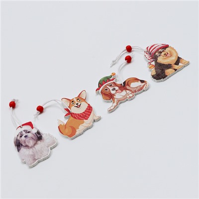 Елочные игрушки в деревянной подарочной упаковке, 12 шт., 13×13×2 см