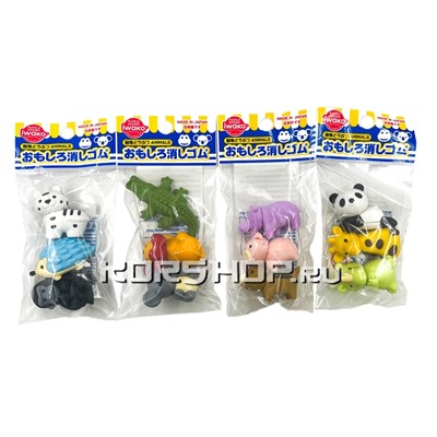 Набор ластиков Животные в коробочке Iwako, Япония, 3 шт