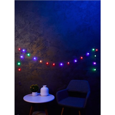 Гирлянда «Нить» 3 м с насадками «Ёжики», IP20, прозрачная нить, 20 LED, батарейки AAх3 (нет в комплекте), свечение мульти