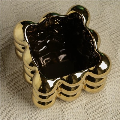 Декоративное кашпо для цветов «Люмьер», 1.1 л, 13×13 см, керамика, золотистое