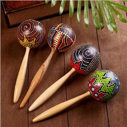 Сувенирный музыкальный инструмент Маракас «Голубая волна», 26×8×8 см, МИКС