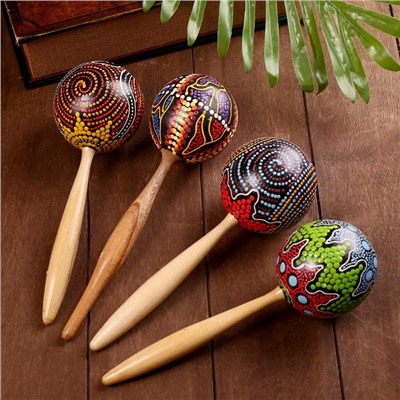 Сувенирный музыкальный инструмент Маракас «Голубая волна», 26×8×8 см, МИКС