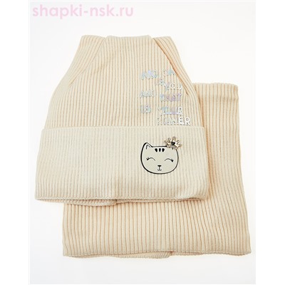 02-54-M Комплект для девочки (колпак+снуд) (48-50)