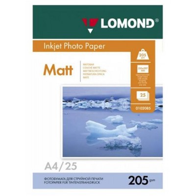 Фотобумага А4  25л 205г матовая односторонняя 0102124 Lomond