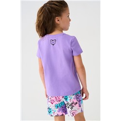 Комплект трикотажный для девочек: фуфайка (футболка), шорты PLAYTODAY, 1240015