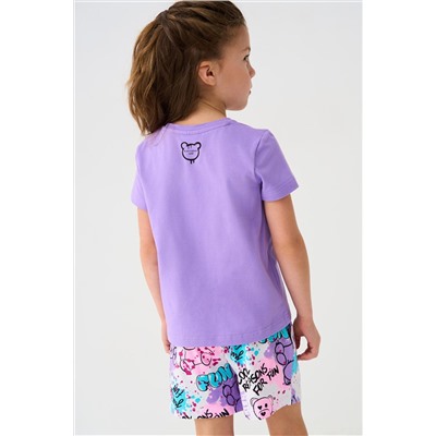 Комплект трикотажный для девочек: фуфайка (футболка), шорты PLAYTODAY, 1240015