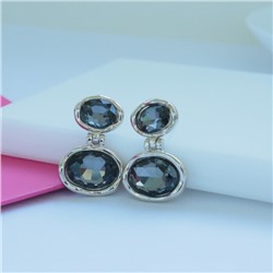 Серьги бижутерия с крупным камнем, вставка: фианиты, цвет: серый, арт.101.269
