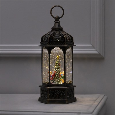 Светодиодная фигура «Фонарь с детьми и ёлкой» 13×28.5×12 см, пластик, батарейки ААх3 (не в комплекте), USB, свечение тёплое белое