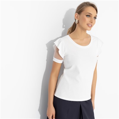 Футболка в рубчик, Высокая мода без усилий (white)