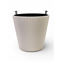 Кашпо для цветов «Стрип», 30 л, d=39 см, h=37 см, пластиковое, со вставкой, бежевое
