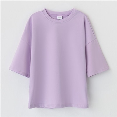 Футболка для девочки однотонная MINAKU: Basic Line, сиреневая, рост 98 см