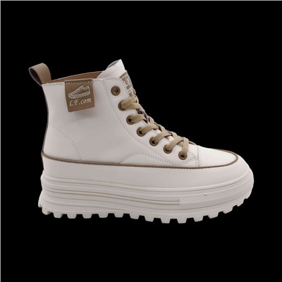 Кроссовки высокие из натуральной кожи MS-S196 бежевые