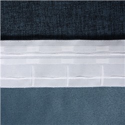 Штора блэкаут портьерная «Этель» Natural, 130×300 см, синяя, рогожка 275 г/м²