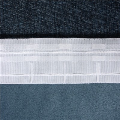 Штора блэкаут портьерная «Этель» Natural, 130×300 см, синяя, рогожка 275 г/м²