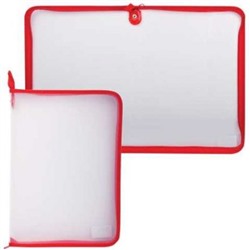 Папка для тетрадей А4 на молнии вокруг ПМ-А4-01 "Красная прозрачная" Пчелка