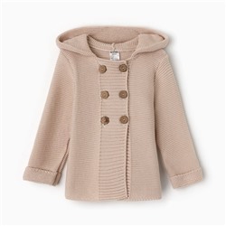 Джемпер вязаный детский с капюшоном MINAKU, цвет бежевый, рост 110 см
