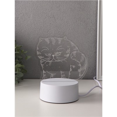 Светильник 3D RISALUX «Толстый кот», LED-ночник, RGB, от сети, 9.5×16.7×16 см