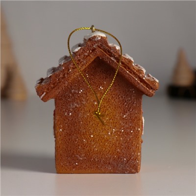 Фигурка-подвеска полистоун «Пряничный домик с белой глазурью», ёлочная игрушка, 4.5×7×8 см
