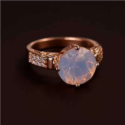 Кольцо 18 р ювелирная бижутерия коллекция "Дубай", покрытие позолота, вставка: фианиты и цирконы, цвет: нежный розовый и прозрачный, арт.414.124-18