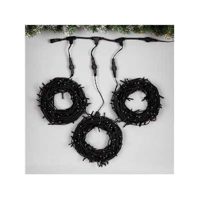 Гирлянда «Клип-лайт» 3 нити по 20 м, IP44, УМС, тёмная нить, 399 LED, свечение белое, 8 режимов, 24 В