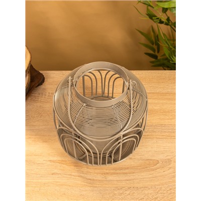 Подсвечник фонарь со стеклянной колбой, 19×19×19.5 см, d=8.5 см, металл, серый