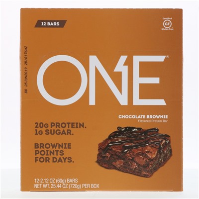 One Brands, ONE Bar, Chocolate Brownie, 12 Bars, 2.12 oz (60 g) Each