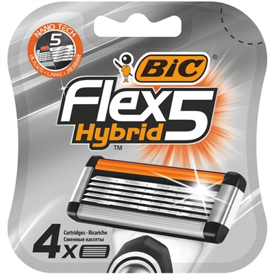 Кассеты для бритвы BiC FLEX-5 HYBRID (4 шт.)
