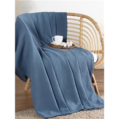 Плед вафельный «Этель» Waffle, 150×240 см, синий, вафля 195 г/м²